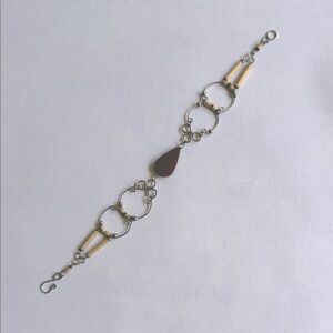 Hand Crafted Silver and Stone Bracelet with Bead Accents NWOT